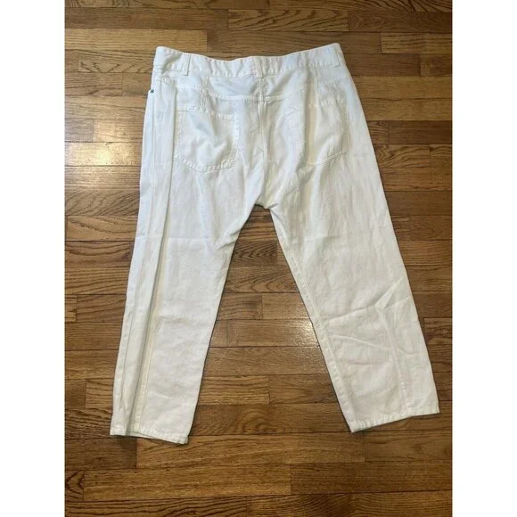 NWT NILI LOTAN Bias Linen/Cotton Pants in White Size 10 3NL135 MSRP $375